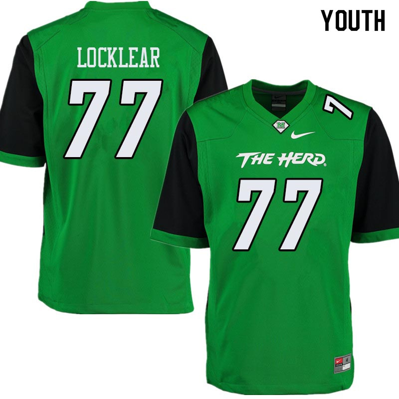 Youth #77 Alex Locklear Marshall Thundering Herd College Football Jerseys Sale-Green